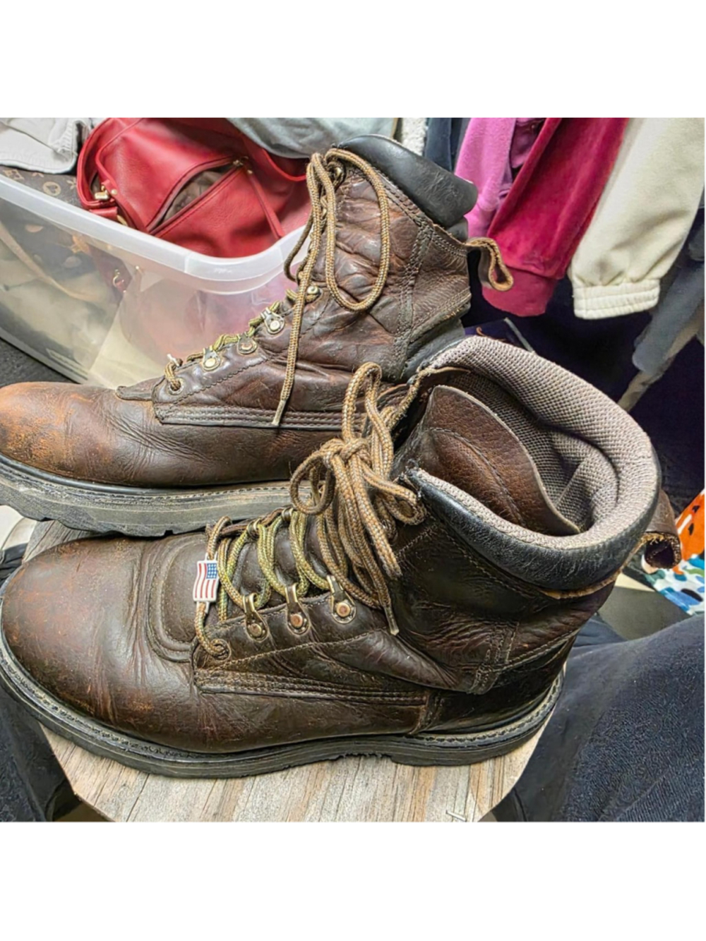 Brown leather lace up red wing boots size US 9.5